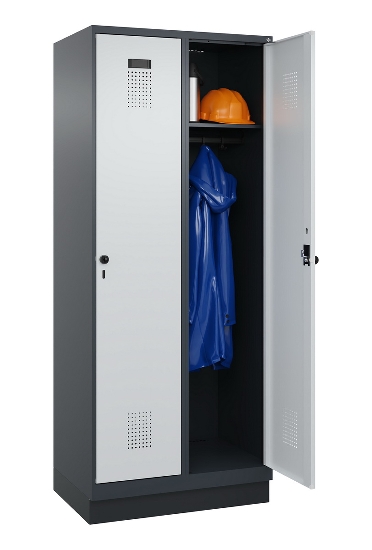 C+P Spind Evolo PLUS 049020-20 mit Sockel 2 Abt. 300mm Zylinderschloss (HxBxT) 1950x600x500mm 7035/7016