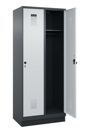 C+P Spind Evolo PLUS 049020-20 mit Sockel 2 Abt. 300mm Zylinderschloss (HxBxT) 1950x600x500mm 7035/7016