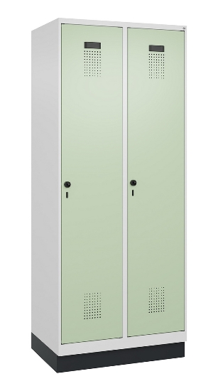 C+P Spind Evolo PLUS 049020-20 mit Sockel 2 Abt. 300mm Zylinderschloss (HxBxT) 1950x600x500mm 7035/7016