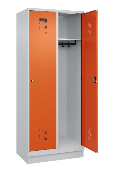 C+P Spind Evolo PLUS 049020-20 mit Sockel 2 Abt. 300mm Zylinderschloss (HxBxT) 1950x600x500mm 7035/7016