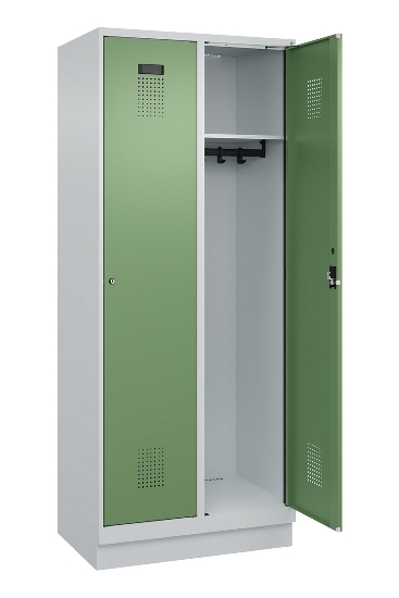 C+P Spind Evolo PLUS 049020-20 mit Sockel 2 Abt. 300mm Zylinderschloss (HxBxT) 1950x600x500mm 7035/7016