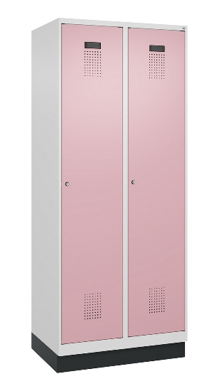 C+P Wäsche-Spind Evolo PLUS 049020-22B mit Sockel 2 Abt.je 400mm Drehriegel (HxBxT) 1950x800x500mm 7035/3000