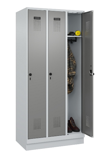 C+P Spind Evolo PLUS 049020-20 mit Sockel 2 Abt. 300mm Zylinderschloss (HxBxT) 1950x600x500mm 7035/7016