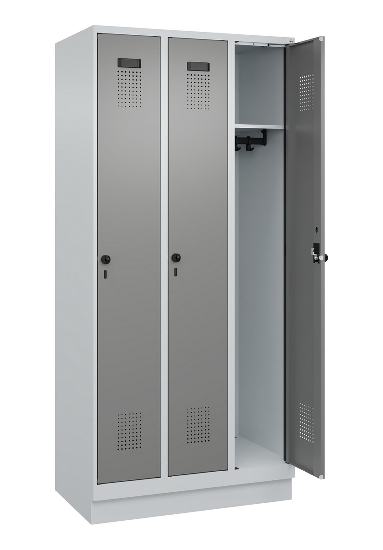C+P Spind Evolo PLUS 049020-20 mit Sockel 2 Abt. 300mm Zylinderschloss (HxBxT) 1950x600x500mm 7035/7016