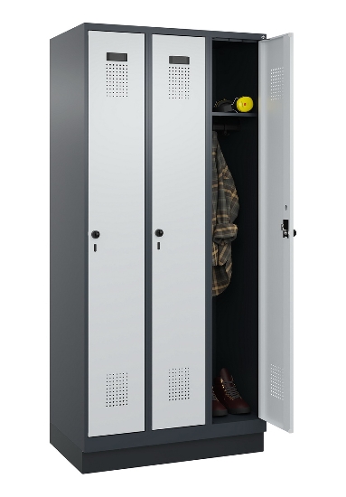 C+P Spind Evolo PLUS 049020-20 mit Sockel 2 Abt. 300mm Zylinderschloss (HxBxT) 1950x600x500mm 7035/7016