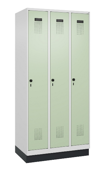 C+P Spind Evolo PLUS 049020-20 mit Sockel 2 Abt. 300mm Zylinderschloss (HxBxT) 1950x600x500mm 7035/7016