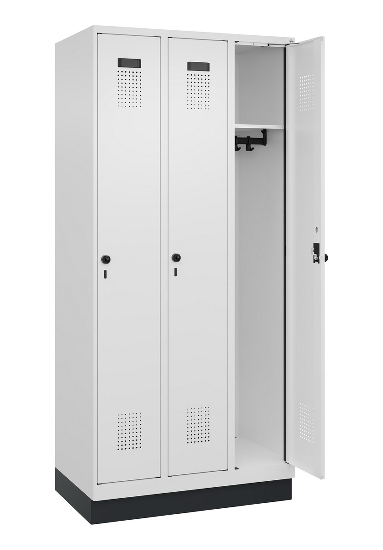 C+P Spind Evolo PLUS 049020-20 mit Sockel 2 Abt. 300mm Zylinderschloss (HxBxT) 1950x600x500mm 7035/7016