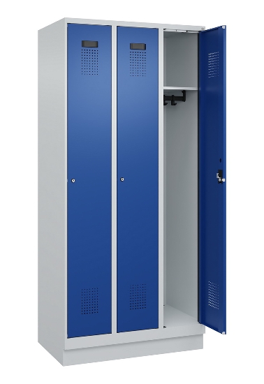 C+P Spind Evolo PLUS 049020-20 mit Sockel 2 Abt. 300mm Zylinderschloss (HxBxT) 1950x600x500mm 7035/7016
