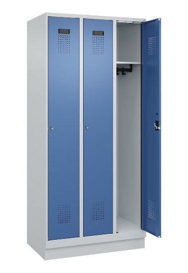 C+P Spind Evolo PLUS 049020-20 mit Sockel 2 Abt. 300mm Zylinderschloss (HxBxT) 1950x600x500mm 7035/7016