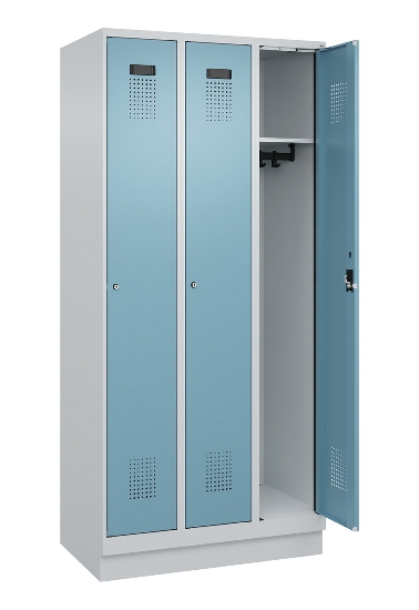 C+P Spind Evolo PLUS 049020-20 mit Sockel 2 Abt. 300mm Zylinderschloss (HxBxT) 1950x600x500mm 7035/7016
