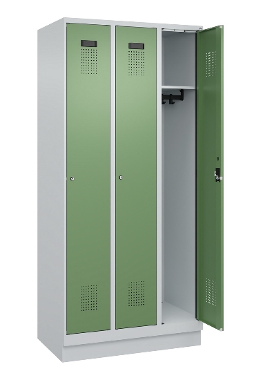 C+P Spind Evolo PLUS 049020-20 mit Sockel 2 Abt. 300mm Zylinderschloss (HxBxT) 1950x600x500mm 7035/7016