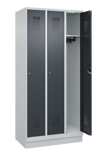 C+P Spind Evolo PLUS 049020-20 mit Sockel 2 Abt. 300mm Zylinderschloss (HxBxT) 1950x600x500mm 7035/7016