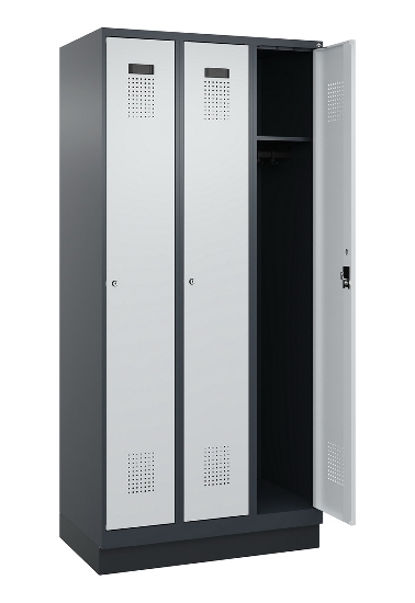C+P Spind Evolo PLUS 049020-20 mit Sockel 2 Abt. 300mm Zylinderschloss (HxBxT) 1950x600x500mm 7035/7016