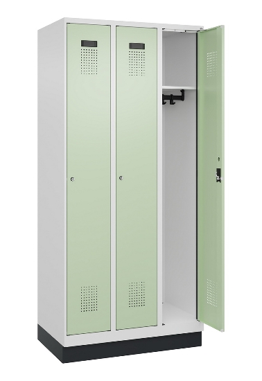 C+P Spind Evolo PLUS 049020-20 mit Sockel 2 Abt. 300mm Zylinderschloss (HxBxT) 1950x600x500mm 7035/7016
