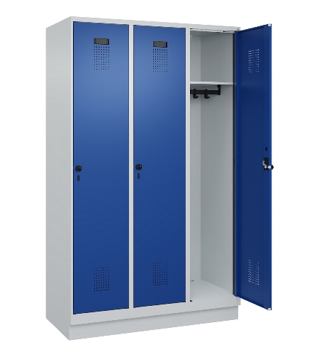 C+P Spind Evolo PLUS 049020-20 mit Sockel 2 Abt. 300mm Zylinderschloss (HxBxT) 1950x600x500mm 7035/7016