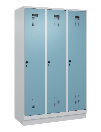C+P Spind Evolo PLUS 049020-20 mit Sockel 2 Abt. 300mm Zylinderschloss (HxBxT) 1950x600x500mm 7035/7016