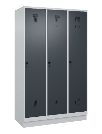 C+P Spind Evolo PLUS 049020-20 mit Sockel 2 Abt. 300mm Zylinderschloss (HxBxT) 1950x600x500mm 7035/7016