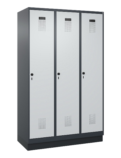C+P Spind Evolo PLUS 049020-20 mit Sockel 2 Abt. 300mm Zylinderschloss (HxBxT) 1950x600x500mm 7035/7016