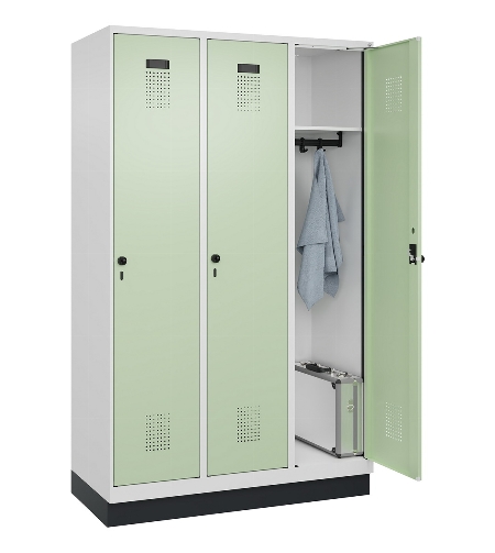 C+P Spind Evolo PLUS 049020-20 mit Sockel 2 Abt. 300mm Zylinderschloss (HxBxT) 1950x600x500mm 7035/7016