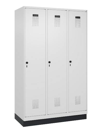 C+P Spind Evolo PLUS 049020-20 mit Sockel 2 Abt. 300mm Zylinderschloss (HxBxT) 1950x600x500mm 7035/7016