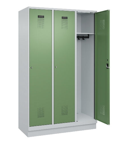 C+P Spind Evolo PLUS 049020-20 mit Sockel 2 Abt. 300mm Zylinderschloss (HxBxT) 1950x600x500mm 7035/7016