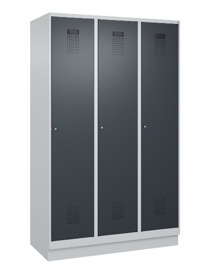 C+P Spind Evolo PLUS 049020-20 mit Sockel 2 Abt. 300mm Zylinderschloss (HxBxT) 1950x600x500mm 7035/7016