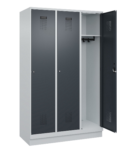 C+P Spind Evolo PLUS 049020-20 mit Sockel 2 Abt. 300mm Zylinderschloss (HxBxT) 1950x600x500mm 7035/7016