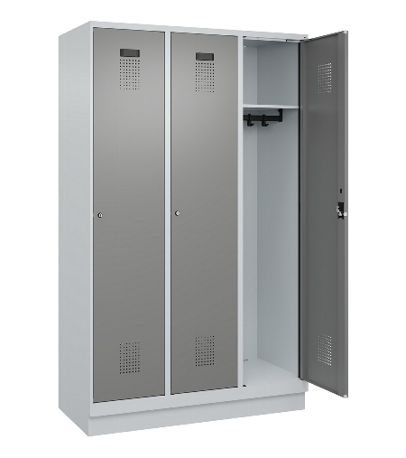 C+P Spind Evolo PLUS 049020-20 mit Sockel 2 Abt. 300mm Zylinderschloss (HxBxT) 1950x600x500mm 7035/7016