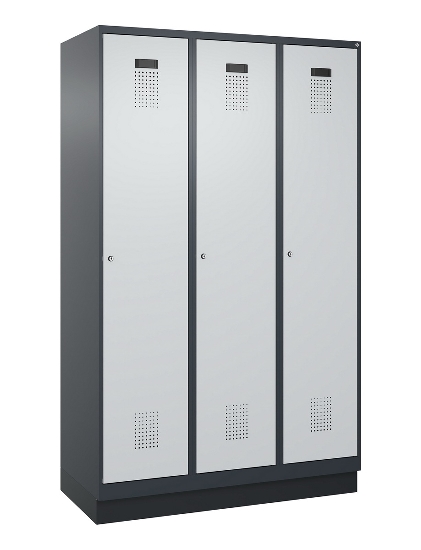 C+P Spind Evolo PLUS 049020-20 mit Sockel 2 Abt. 300mm Zylinderschloss (HxBxT) 1950x600x500mm 7035/7016