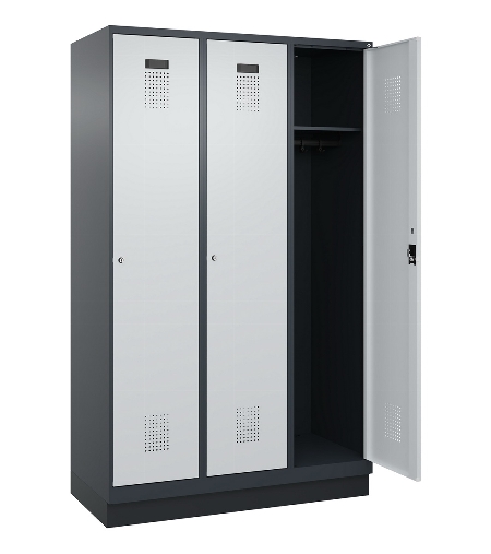 C+P Spind Evolo PLUS 049020-20 mit Sockel 2 Abt. 300mm Zylinderschloss (HxBxT) 1950x600x500mm 7035/7016