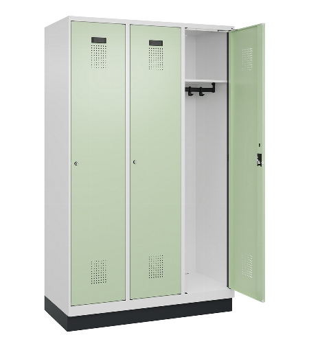 C+P Spind Evolo PLUS 049020-20 mit Sockel 2 Abt. 300mm Zylinderschloss (HxBxT) 1950x600x500mm 7035/7016