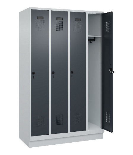 C+P Spind Evolo PLUS 049020-20 mit Sockel 2 Abt. 300mm Zylinderschloss (HxBxT) 1950x600x500mm 7035/7016