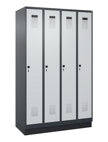 C+P Spind Evolo PLUS 049020-20 mit Sockel 2 Abt. 300mm Zylinderschloss (HxBxT) 1950x600x500mm 7035/7016