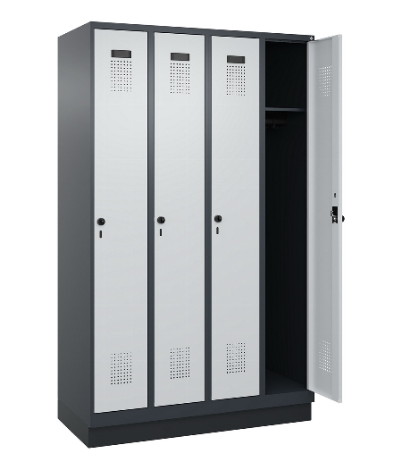 C+P Spind Evolo PLUS 049020-20 mit Sockel 2 Abt. 300mm Zylinderschloss (HxBxT) 1950x600x500mm 7035/7016