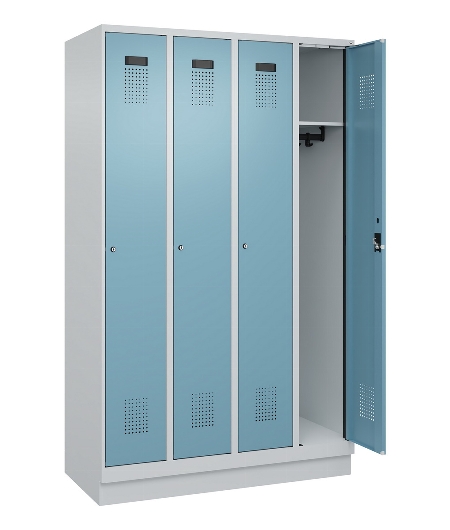 C+P Spind Evolo PLUS 049020-20 mit Sockel 2 Abt. 300mm Zylinderschloss (HxBxT) 1950x600x500mm 7035/7016