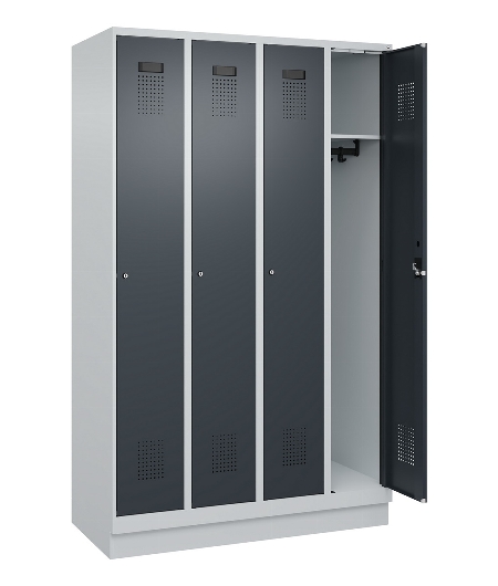 C+P Spind Evolo PLUS 049020-20 mit Sockel 2 Abt. 300mm Zylinderschloss (HxBxT) 1950x600x500mm 7035/7016