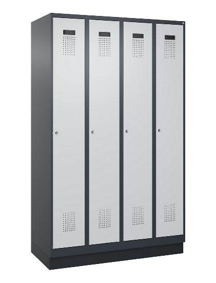 C+P Spind Evolo PLUS 049020-20 mit Sockel 2 Abt. 300mm Zylinderschloss (HxBxT) 1950x600x500mm 7035/7016