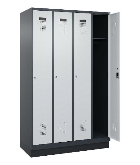 C+P Spind Evolo PLUS 049020-20 mit Sockel 2 Abt. 300mm Zylinderschloss (HxBxT) 1950x600x500mm 7035/7016