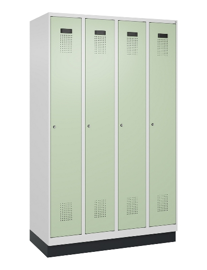 C+P Spind Evolo PLUS 049020-20 mit Sockel 2 Abt. 300mm Zylinderschloss (HxBxT) 1950x600x500mm 7035/7016
