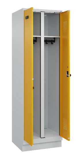 C+P Schwarz-Weiß-Spind Evolo PLUS 049022-20 mit Sockel 2 Abt.300mm Drehriegel (HxBxT) 1850x600x500mm 7016/7035