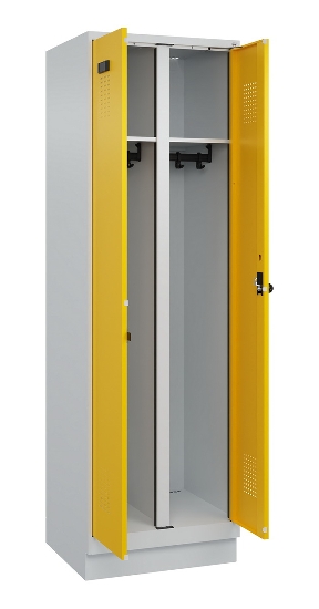 C+P Schwarz-Weiß-Spind Evolo PLUS 049022-20 mit Sockel 2 Abt.300mm Drehriegel (HxBxT) 1850x600x500mm 7016/7035