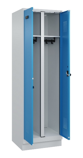 C+P Schwarz-Weiß-Spind Evolo PLUS 049022-20 mit Sockel 2 Abt.300mm Drehriegel (HxBxT) 1850x600x500mm 7016/7035