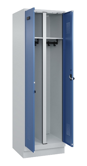 C+P Schwarz-Weiß-Spind Evolo PLUS 049022-20 mit Sockel 2 Abt.300mm Drehriegel (HxBxT) 1850x600x500mm 7016/7035