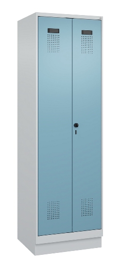 C+P Schwarz-Weiß-Spind Evolo PLUS 049022-20 mit Sockel 2 Abt.300mm Drehriegel (HxBxT) 1850x600x500mm 7016/7035