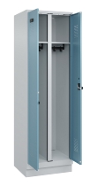 C+P Schwarz-Weiß-Spind Evolo PLUS 049022-20 mit Sockel 2 Abt.300mm Drehriegel (HxBxT) 1850x600x500mm 7016/7035