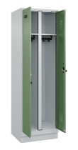 C+P Schwarz-Weiß-Spind Evolo PLUS 049022-20 mit Sockel 2 Abt.300mm Drehriegel (HxBxT) 1850x600x500mm 7016/7035