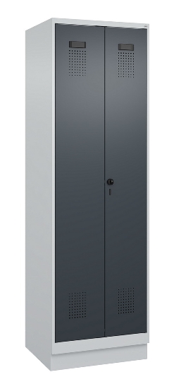 C+P Schwarz-Weiß-Spind Evolo PLUS 049022-20 mit Sockel 2 Abt.300mm Drehriegel (HxBxT) 1850x600x500mm 7016/7035