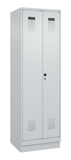 C+P Schwarz-Weiß-Spind Evolo PLUS 049022-20 mit Sockel 2 Abt.300mm Drehriegel (HxBxT) 1850x600x500mm 7016/7035
