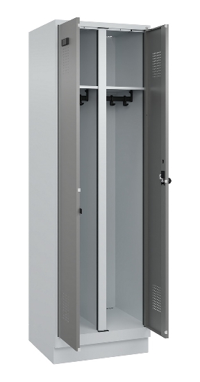 C+P Schwarz-Weiß-Spind Evolo PLUS 049022-20 mit Sockel 2 Abt.300mm Drehriegel (HxBxT) 1850x600x500mm 7016/7035