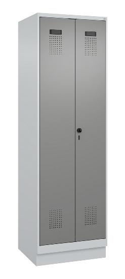 C+P Schwarz-Weiß-Spind Evolo PLUS 049022-20 mit Sockel 2 Abt.300mm Drehriegel (HxBxT) 1850x600x500mm 7016/7035